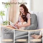 Sasttie Reading Pillow for Bed Adult, Velvet Back Pillow for Bed Sitting, Back-Rest Sit-Up Support Cushion, College Dorm Essentials for Girls and Boys, Dark Grey