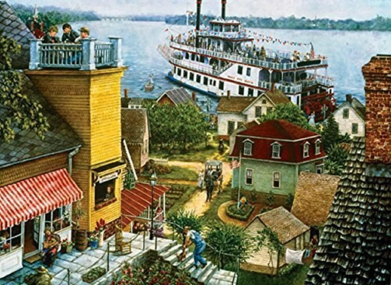 SUNSOUT INC - Paddle Boat Landing - 500 pc Large Pieces Jigsaw Puzzle by Artist: Susan Brabeau - Finished Size 19.25" x 26.625" - MPN# 44318
