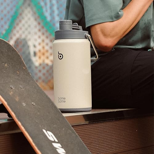 Miniatura 7 de BOTTLE BOTTLE Botella de agua aislada de 64 onzas con popote y tapa de doble uso, jarra de agua de medio galón, acero inoxidable al vacío para