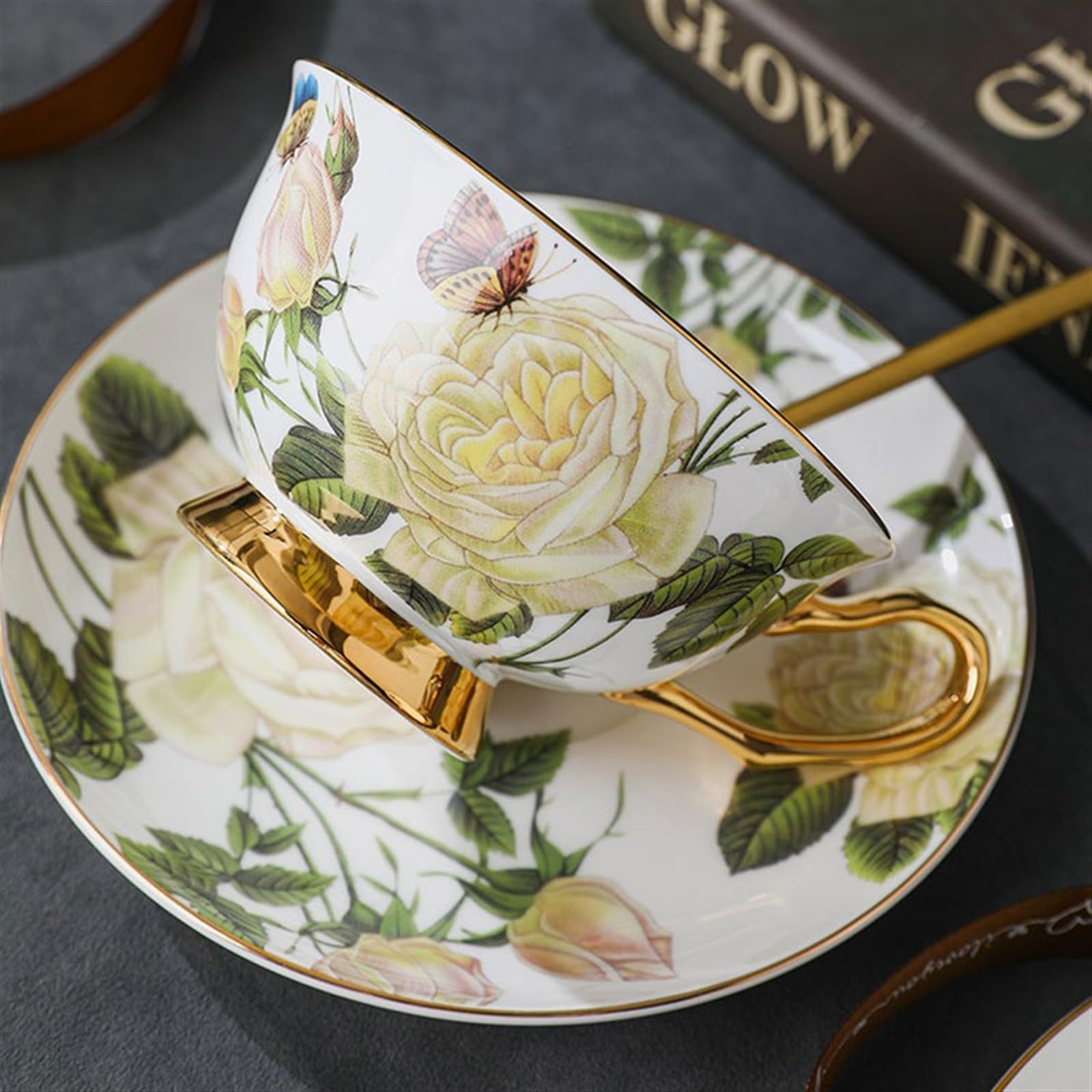kubek do kawy - kubki lekkie luksusowe retro filiżanki do kawy filiżanki i spodki ceramiczne brytyjski zestaw do popołudniowej herbaty świąteczne prezenty