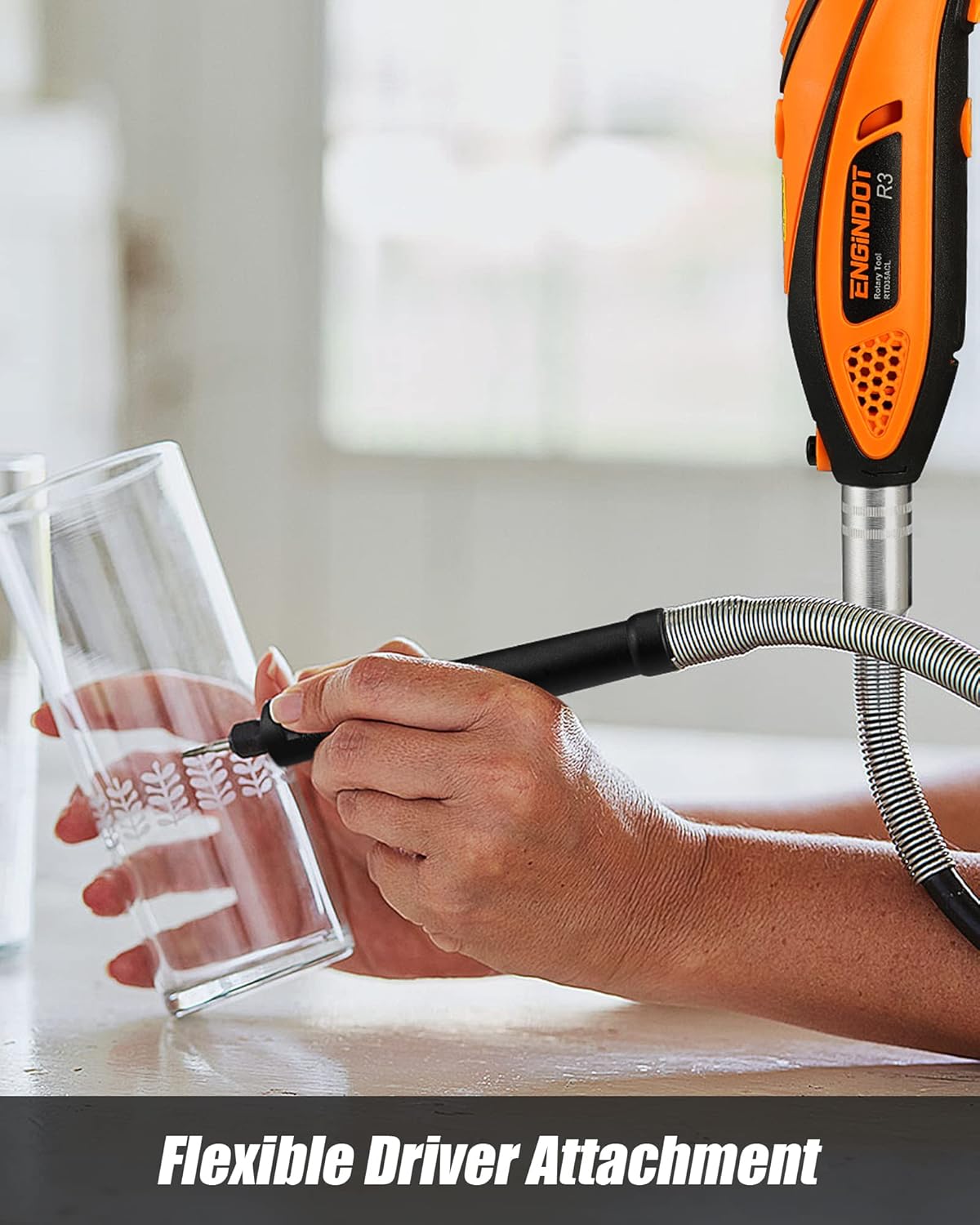 ENGINDOT Rotary Tool Kit with Keyless Chuck Flex Shaft, 6 Variable Speed 10000-32000 RPM 3 Attachments Carrying Case for Cutting, Engraving, Drilling, Sanding, Polishing, DIY Crafts