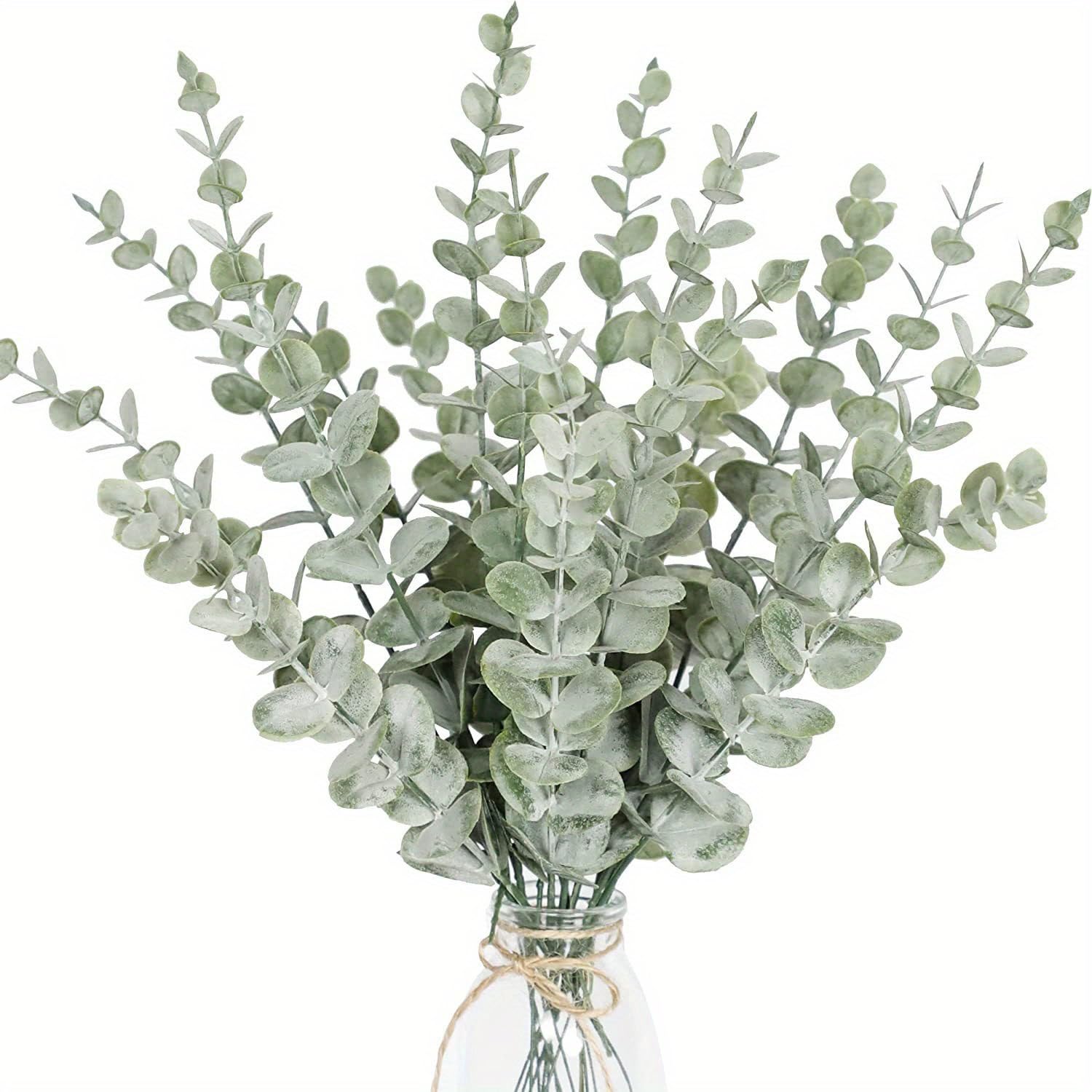 Ariati Green 1 X Stem Realistic Artificial Eucalyptus Stem - Lifelike Faux Eucalyptus Leaf Branches Flower Arrangements Weddings Halloween Autumn Home Office Decor