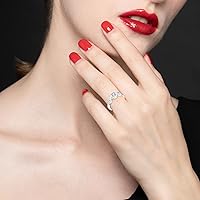 Vista 3 de JO WISDOM Anillos de compromiso de boda con nudo infinito para ella, de plata de ley con circonita cúbica