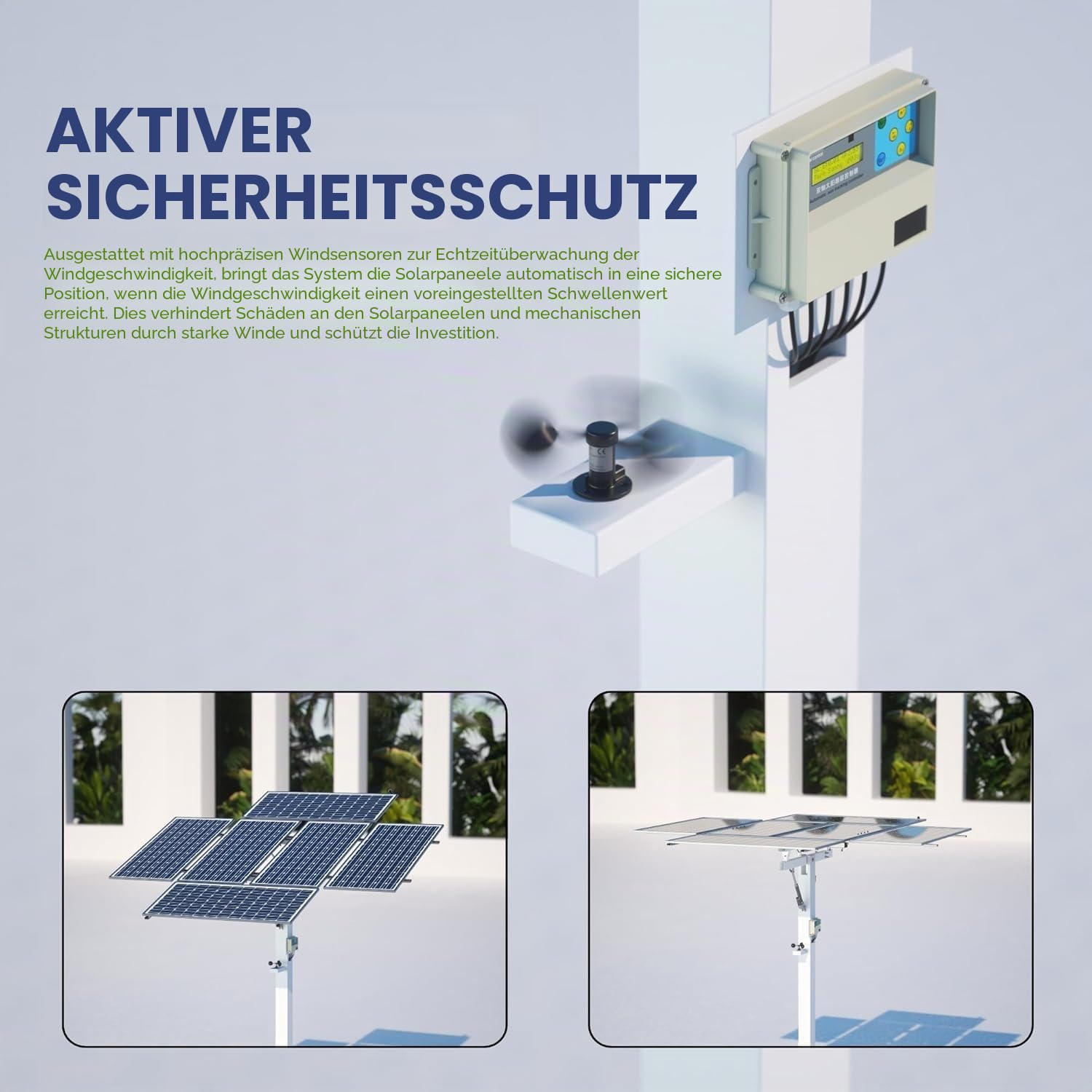 Dual-Axis Solar Tracker Controller Kit - Auto Sun Tracking mit LCD, Windsensor & Fernbedienung - Boost Solar Panel Effizienz für Off-Grid, RV, Farm & DIY Systeme
