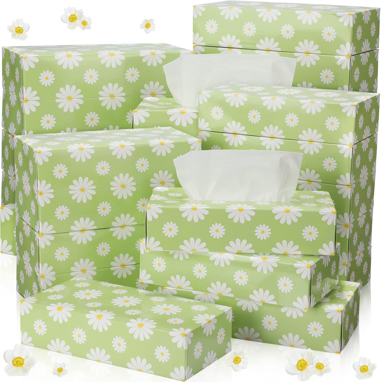 24 Boxes 2400 Sheets of Facial Tissues 2 Ply Soft Flat Facial Tissue Box for Home Family Kitchen Wedding Bathroom Office School