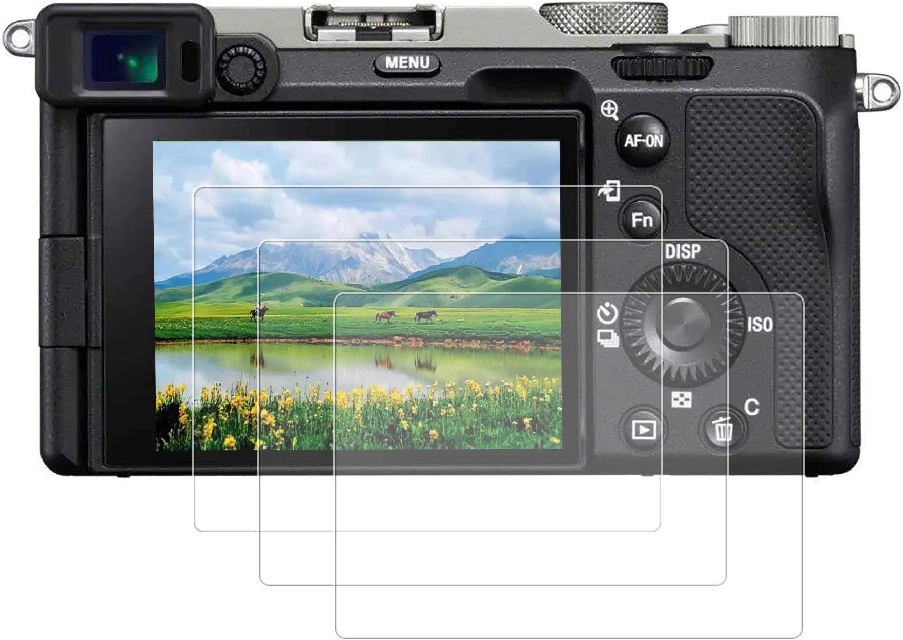 Draduo Screen Protector a7C,Tempered Glass Screen Protector for Sony Alpha a7C,a7s iii,a7s M3 ZV-E10 ZV-1 II ZV-1M2 Protection Film Cover 9H Crystal-Clear(3 Packs)