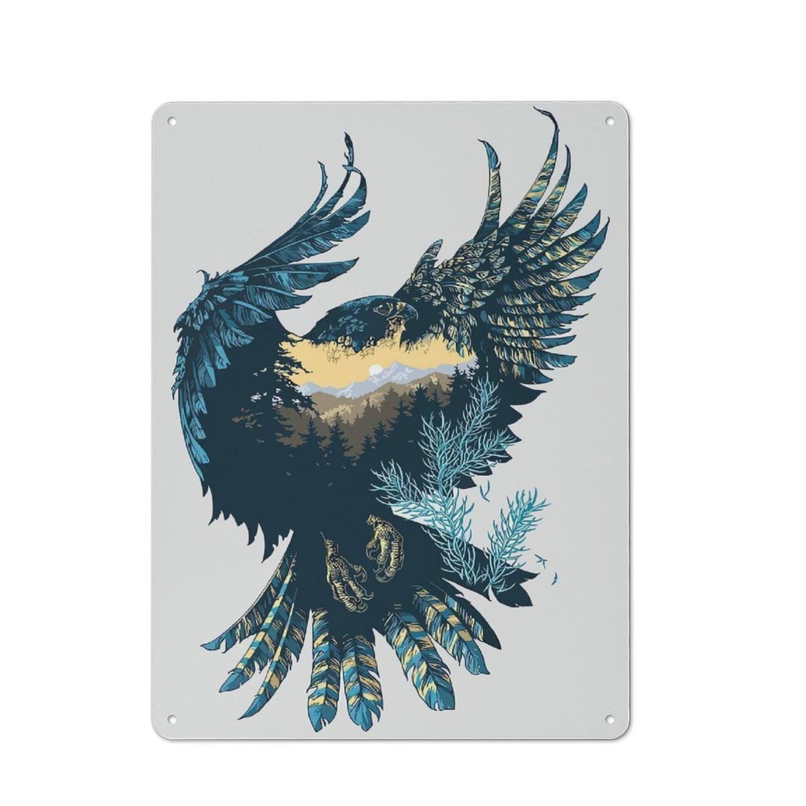 Junmoney Hawk Metal Wall Sign 40X30cm Featuring For Café Or Home Bar, A Winter Wall Decor Update For Hospitality Decor Collectors