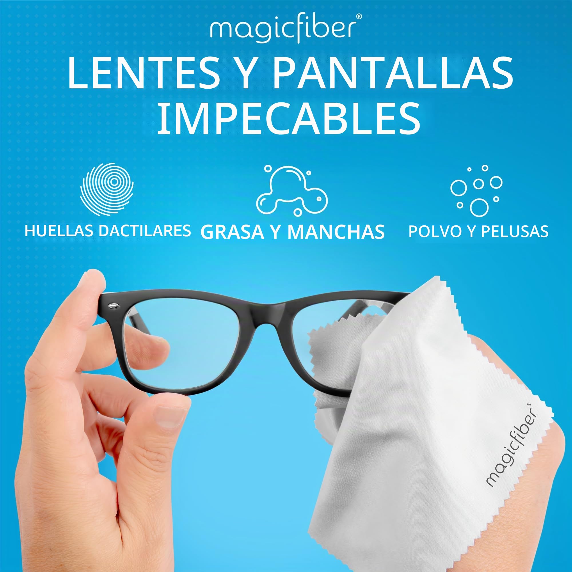 Paños de Limpieza de Microfibra MagicFiber - para Todas Las Pantallas LCD, tabletas, Objetivos y Otras Superficies sensibles (5 Negros y 1 Gris 15,2 x 17,8 cm)