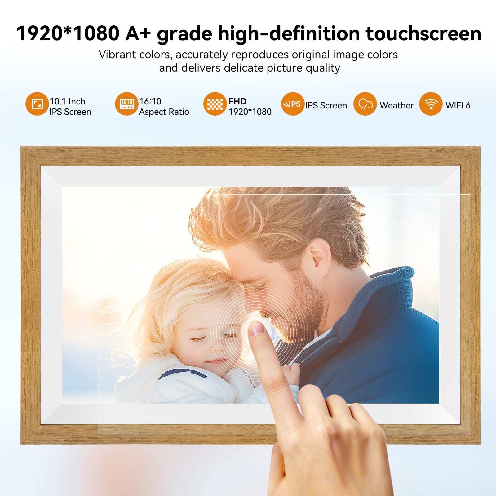 Digitaler Bilderrahmen 15.6 Zoll WiFi 32 GB Speicher IPS-Touchscreen Auto-Rotate