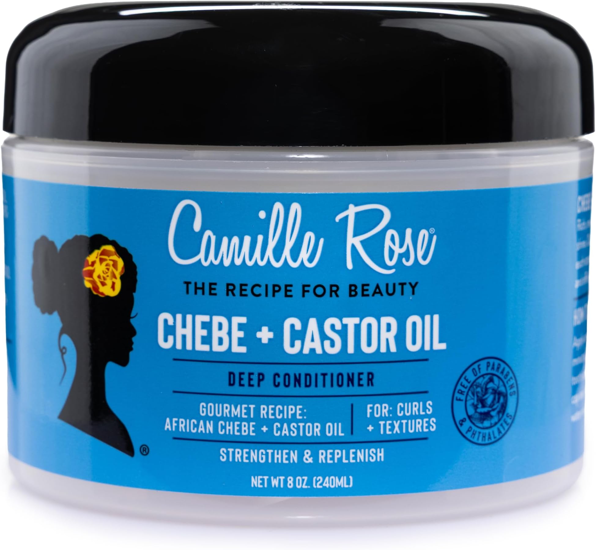 Black Castor Oil & Chebe Deep Conditioner | 8 oz | Intense Strengthening | Repairs Damage, Detangles & Reduces Hair Breakage