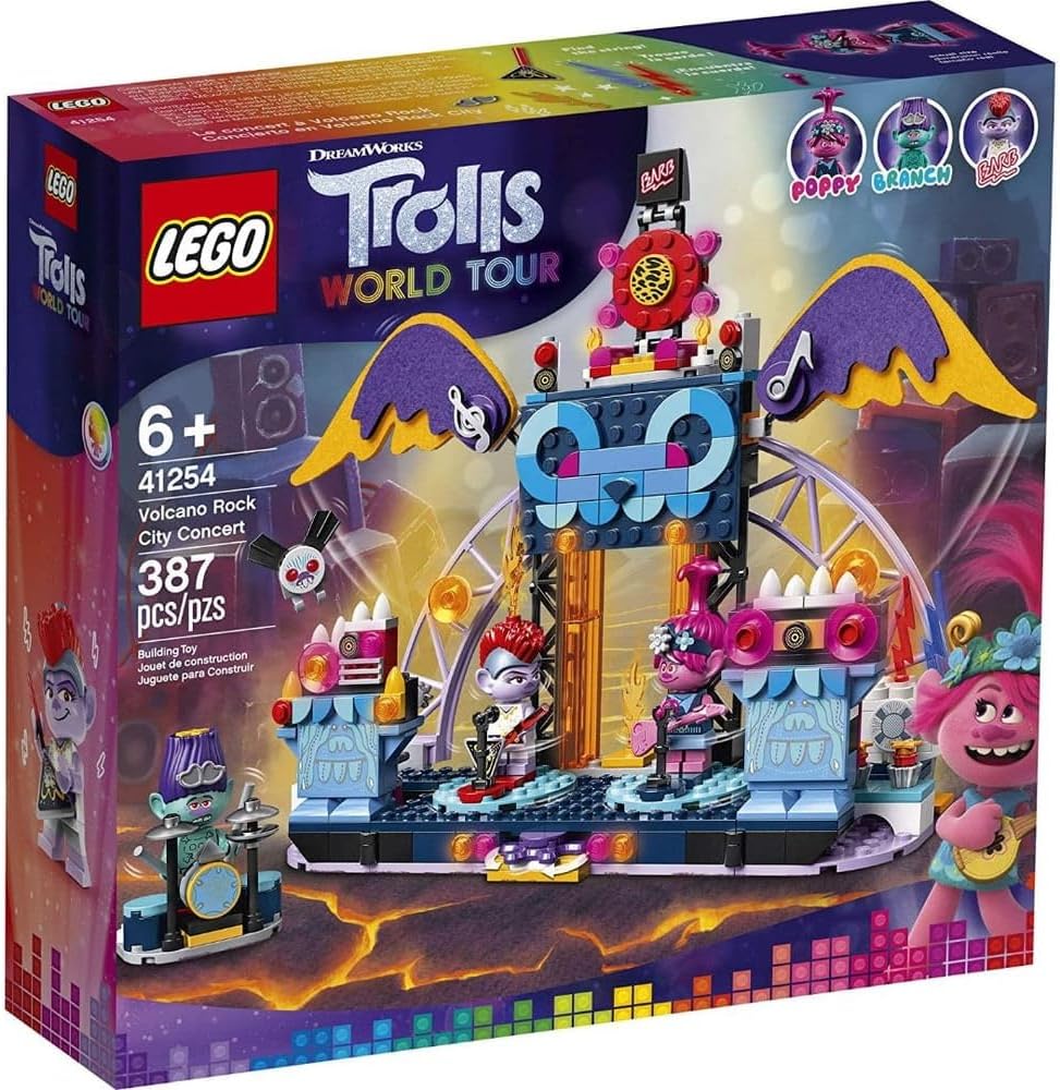 Trolls World Tour Volcano Rock City Concert 41254, Cool Trolls Toy Building Kit for Kids (387 Pieces)