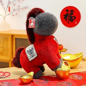 2026 Year of The Horse Stuffed Animals Plush Soft Plushie Toys - Mascot Doll Toys Zodiac Decor, Super Cute Plush Soft Toy for Adults, Kids and Families Gifts (16" Chì Tù)