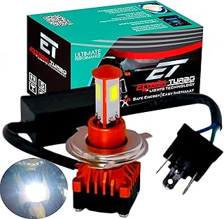 ELTRON TURBO CYT Front DC Power 3 Months Warranty Headlight Bulb Universal for All Bikes, Motorcycle, Scooty 3 Side H4 LED Headlight with Cooling Fan Conversion Kit (Pack of 1, DC8V-48V, 40W, White)