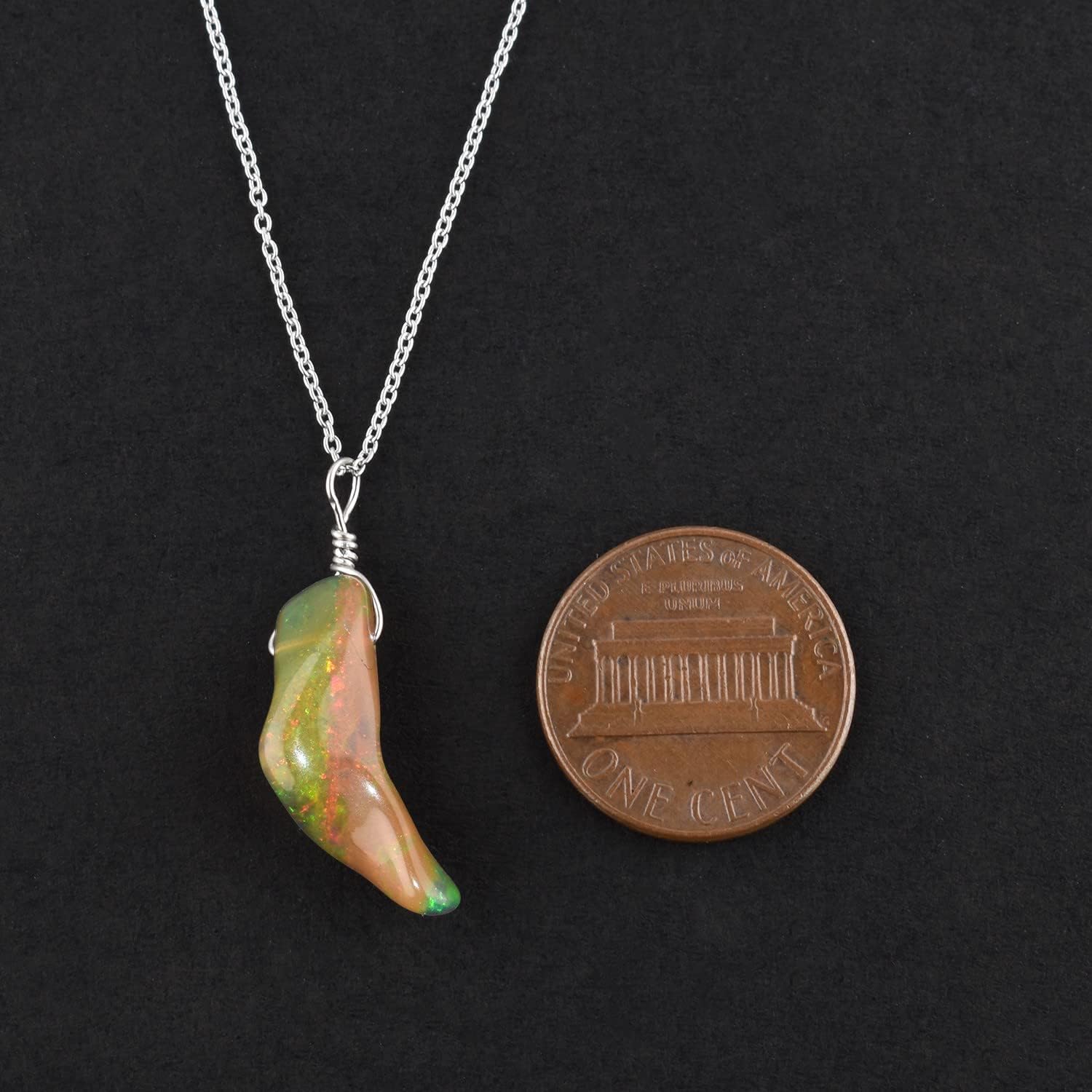 OdrillionGems Organic Black Opal Gemstone Pendant Necklace, Unique Polished Pendant, 925 Sterling Silver, Healing Energy Crystal Elegance, Handmade Jewelry for women, Birthday Gift, 18 Inches - Image 4