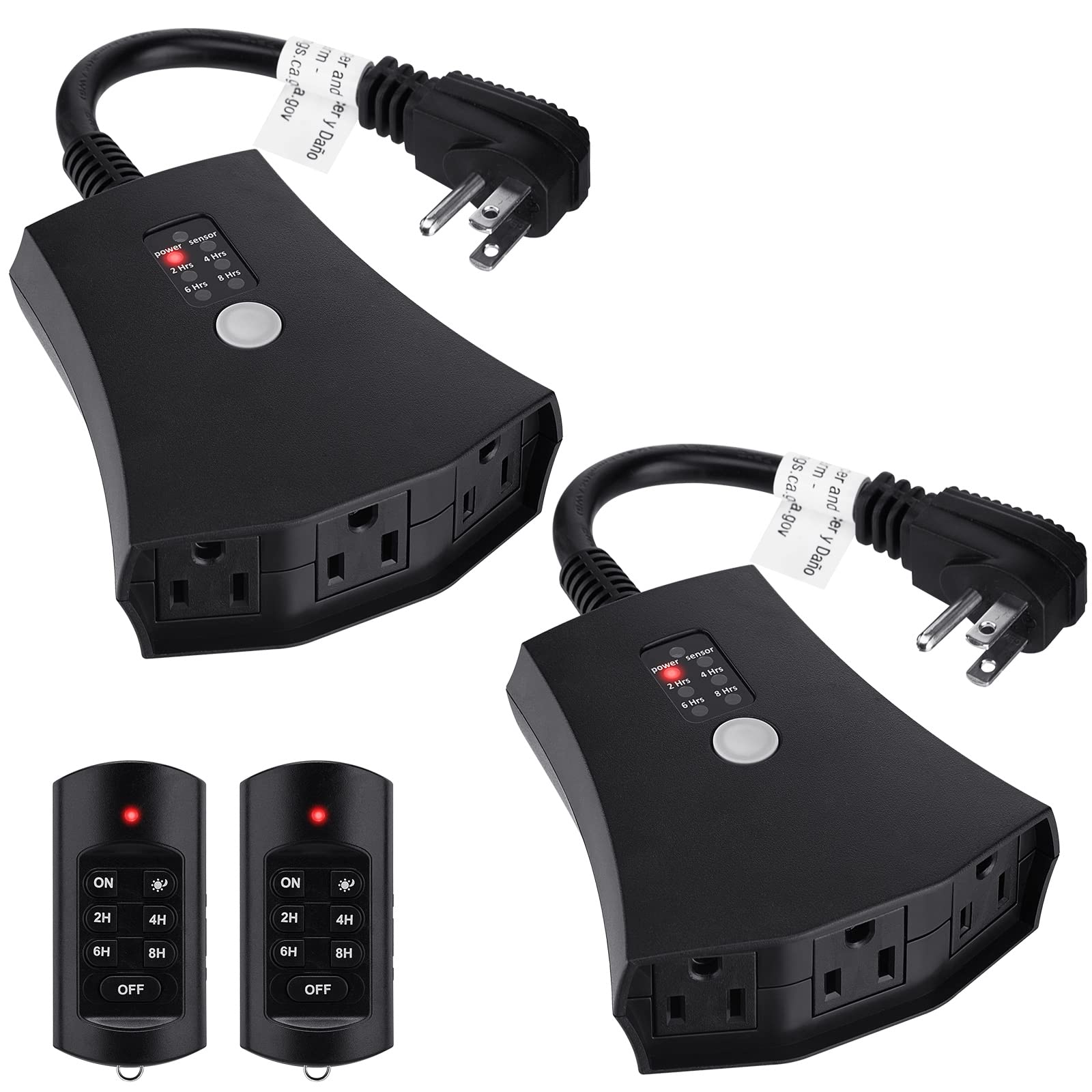 Smart Digital Programmable Outlet Timer, Outdoor Timer for Lights, Lamps, Set Up to 4/6/8 On/Off Programs for Plug in Electrical Outlets, 2 Pack