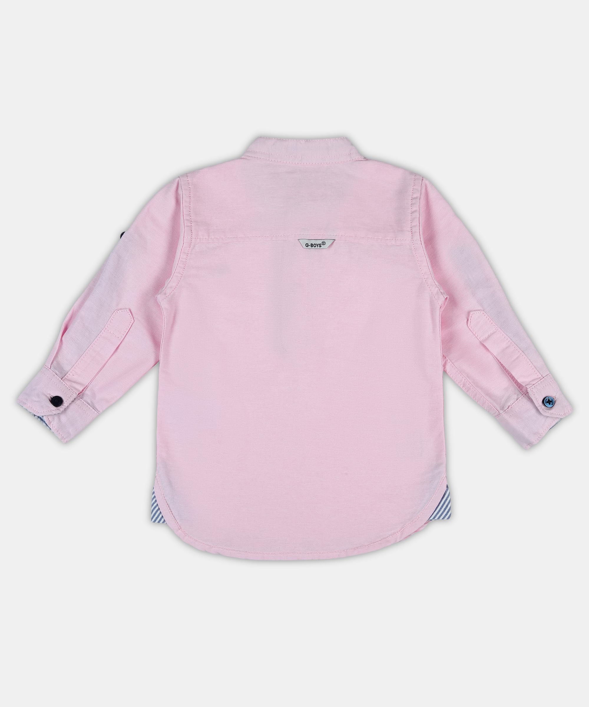 Pooja Baby Kids Stylish Solid Style Cotton Regular Fit Kurta Formal Boys Shirt Casual Wear Buttoned Kurta for Boys (2-3 Years, Baby Pink) - Image 2 thumbnail