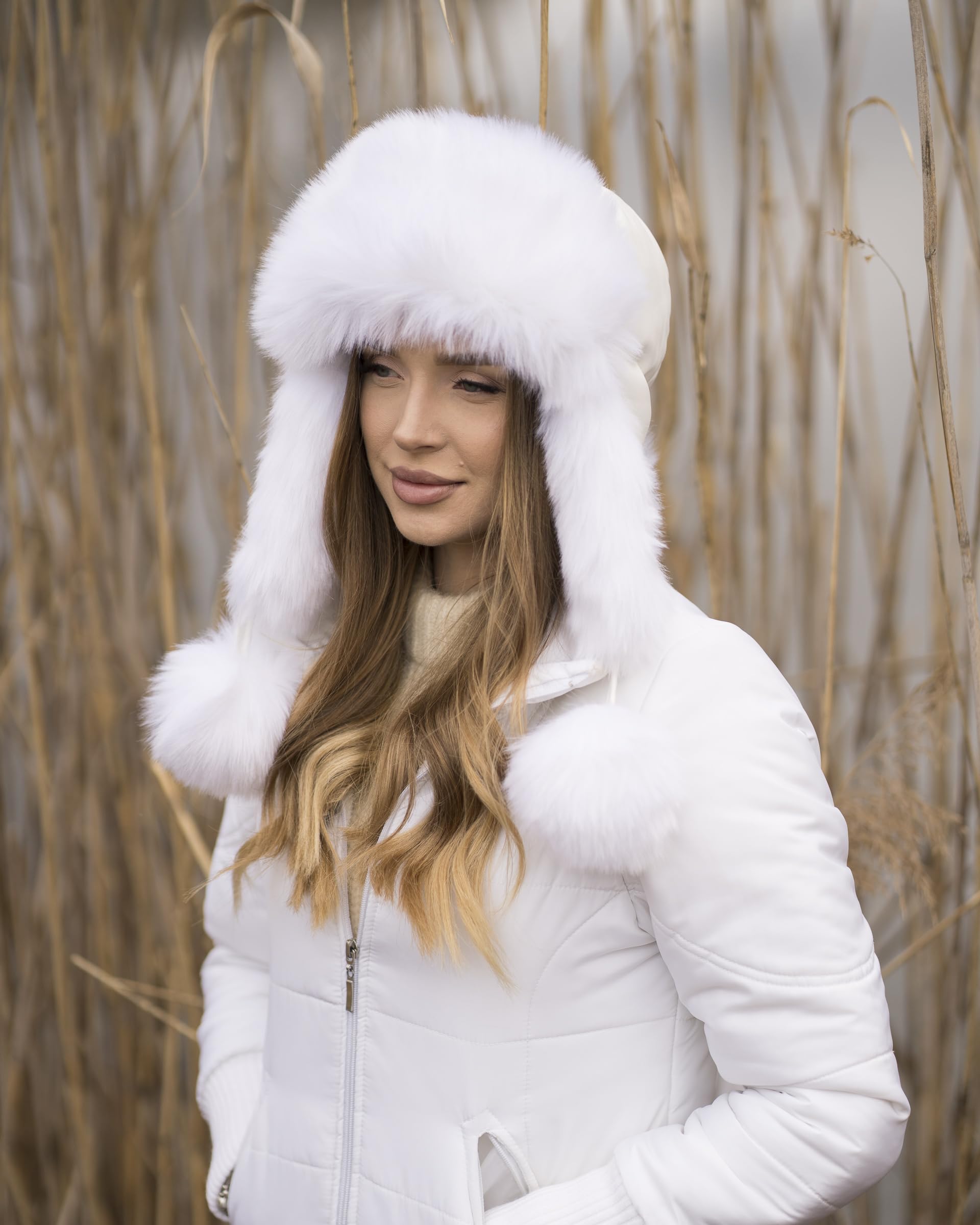 Futrzane Sombrero de Bombardero - Gorro con Cuero y Piel Sintetica para Mujer