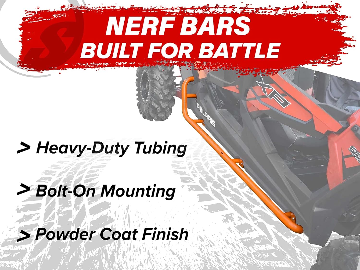 SuperATV Rock Sliding Nerf Bars for 2016+Polaris RZR XP 4 Turbo | Orange | Made with 1.75” Diameter Heavy-Duty Tubing | UV-Resistant Powder Coat Finish | Easy Installation
