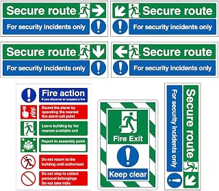 Fire Action Notice Sign, Weather-Resistant Material, 30x10cm, Vinyl Emer-gency Exit Signage, Fire Safety Signs Pack, Easy To Apply, Suitable For Indoor Area