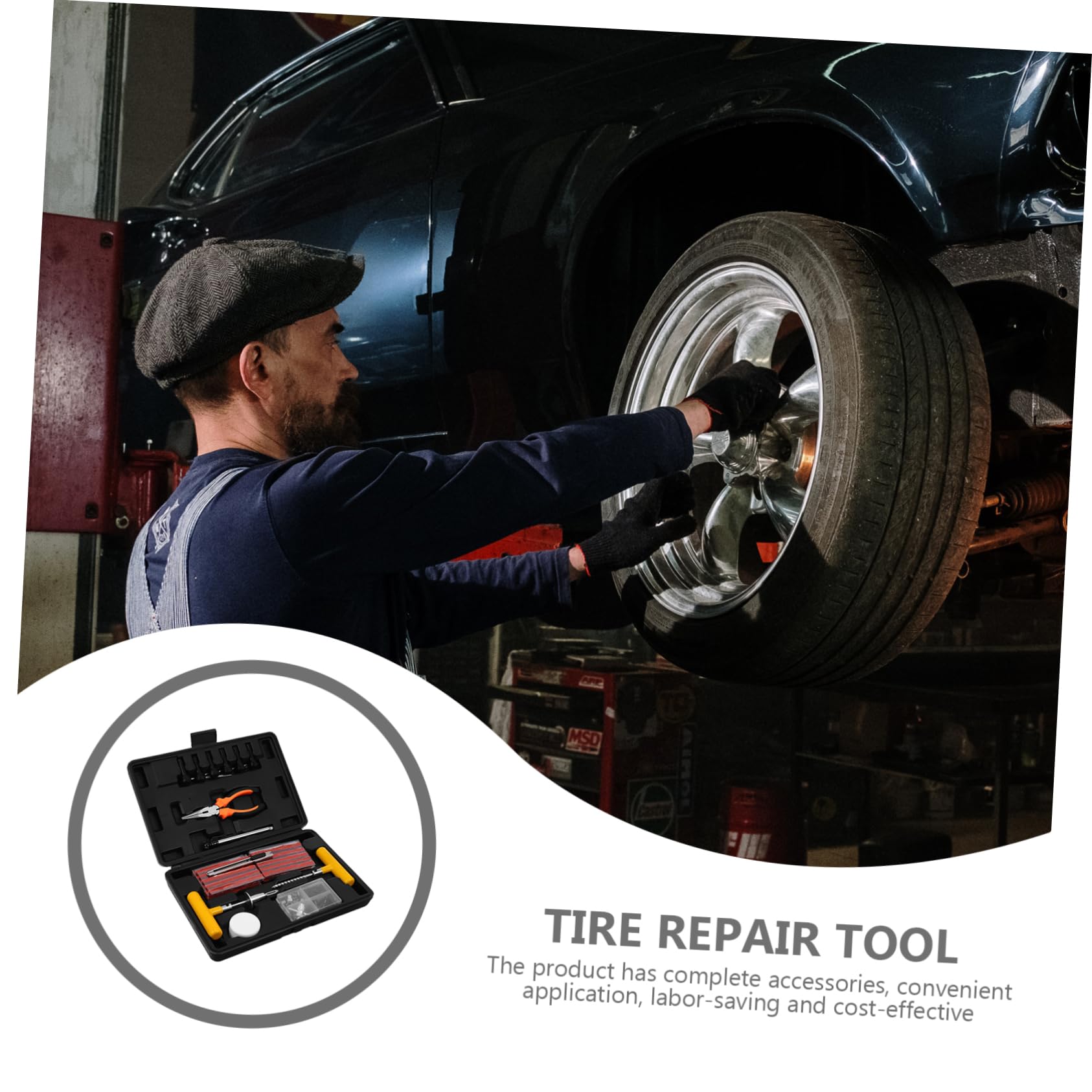 Kit di Riparazione Pneumatici Auto 100 Pezzi in Acciaio e Gomma | Kit di Riparazione Pneumatici Auto, Portatile e Facile da Usare, per Riparazioni Auto in Qualsiasi Momento