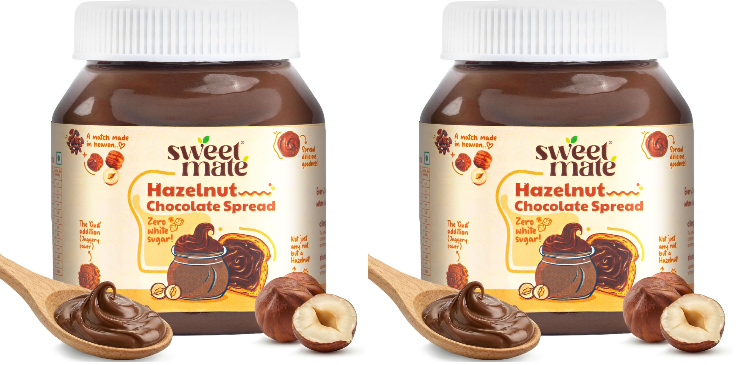 Sweetmate Hazelnut Chocolate Spread - 300g | Sweetened with Jaggery | Chocolate Spread for Kids and Adults | Healthy Snack with No Preservatives and Palm Oil | Nutty & Creamy Choco Spread (Pack of 2)-image-41