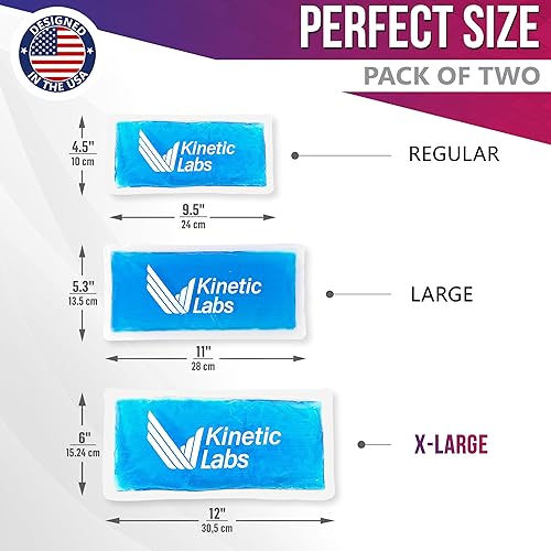 Miniatura 4 de Kinetic Labs - Paquetes de hielo de gel reutilizables para lesiones (paquete de 2) Paquetes de frío caliente para lesiones de 12 x 6 pulgadas