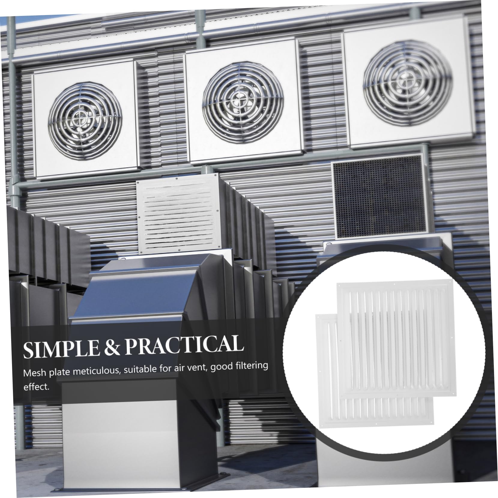 Griglia di Ventilazione in Lega di Alluminio 300x300 2 Pezzi | Louvered Design, Montaggio Facile, Bianco, per Pareti Esterne e Casa, Struttura a Pannello Grigliato