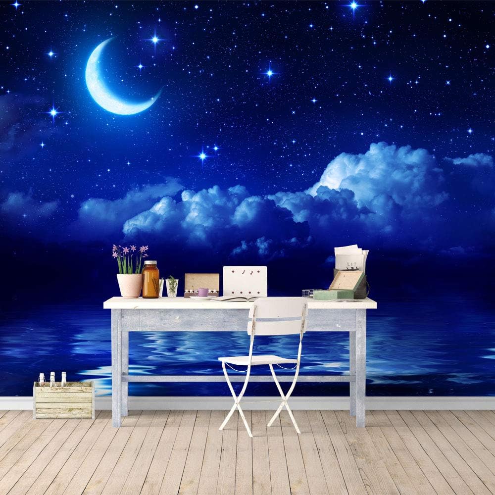 SIGNFORD Wall Mural Moonlit Night Removable Wallpaper Wall Sticker for Bedroom Living Room - 66x96 inches