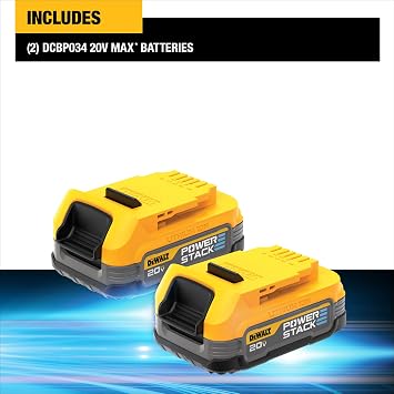 DEWALT 20V MAX Battery and Charger Bundle | Powerstack (DCBP520-2) and Powerstack Compact (DCBP034-2)