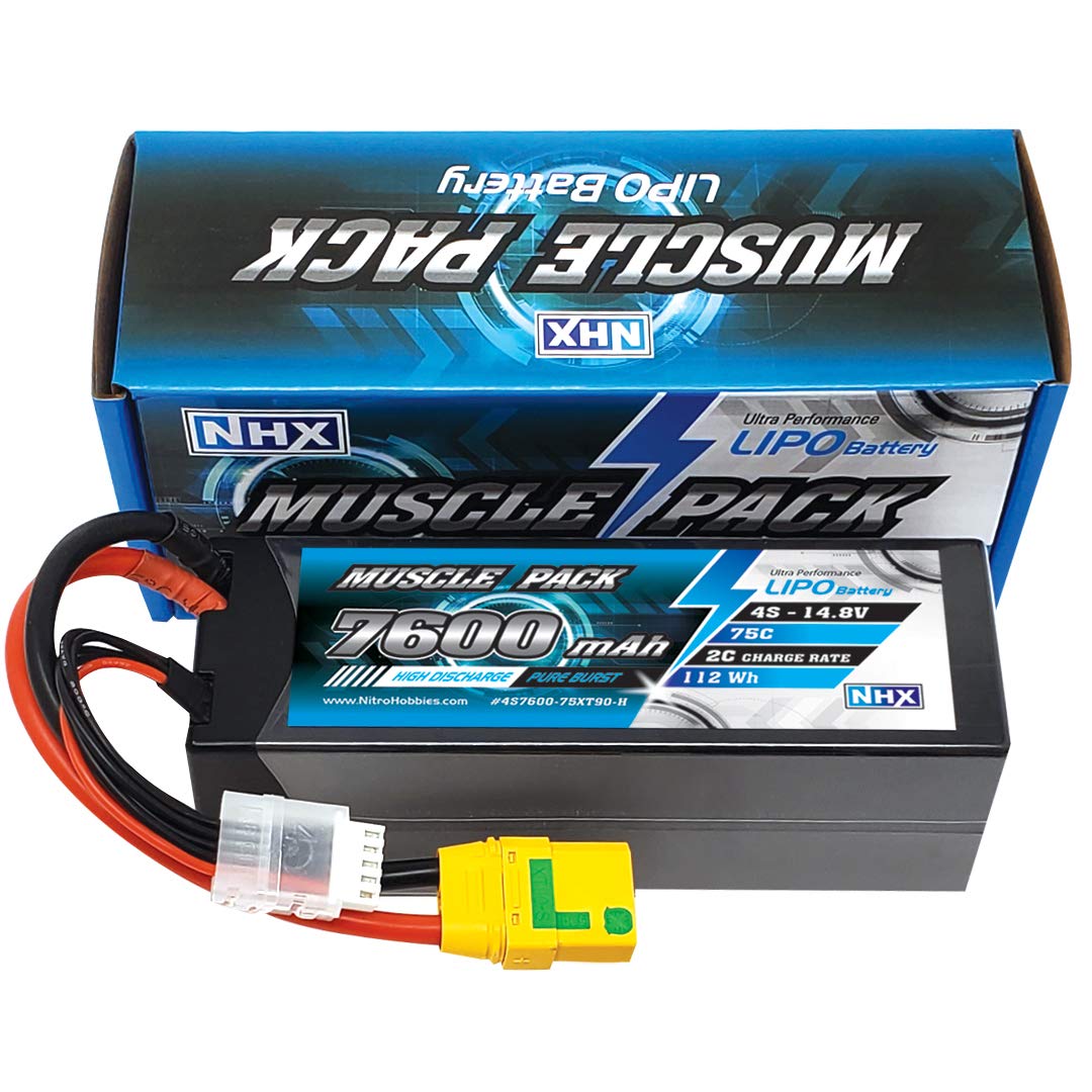 Amazon.com: NHX Muscle Pack 4S 14.8V 7600mAh 75C Hard Case Lipo