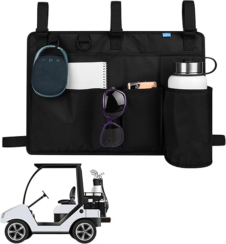 Xxerciz Organizador de asiento trasero para carrito de golf, bolsa de almacenamiento plegable ligera, accesorios de carrito de golf portátil con