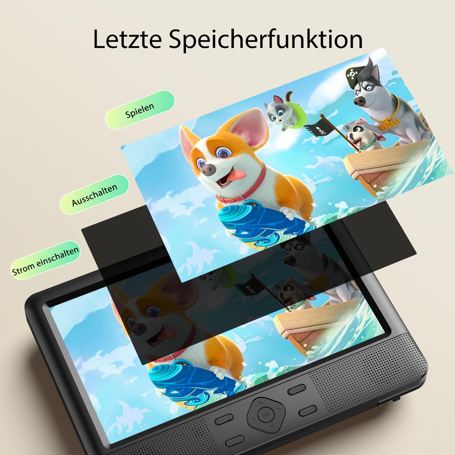 Yoton 10,5-Zoll DVD Players Auto 2, Tragbarer DVD-Player fürs Kinder, unterstützt USB-/SD-Kartenwiedergabe, mit Kopfstützenhalterung, 5 Stunden Akkulaufzeit