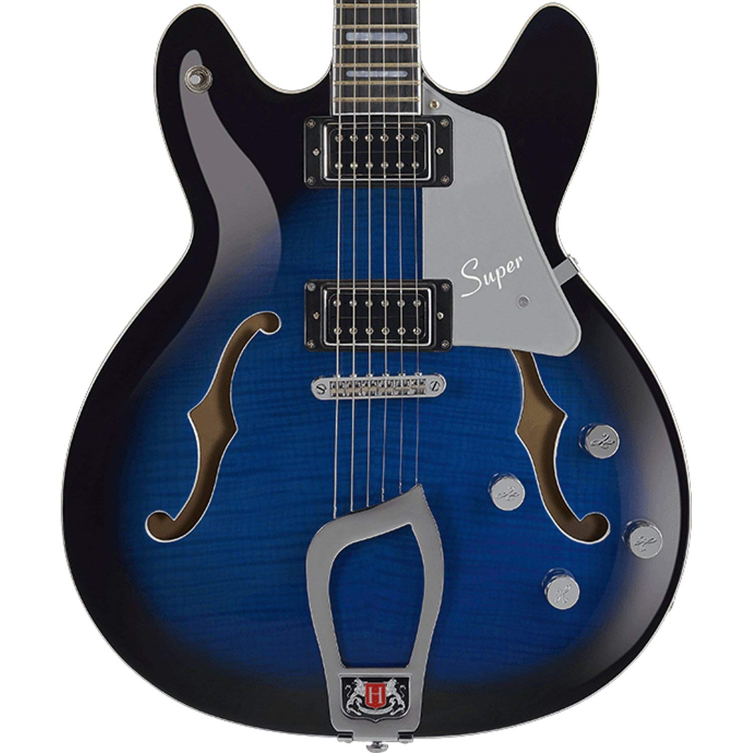 ダークブルー セミホロウボディ エレキギター ダークブルー セミホロウボディ エレキギター エレキギター】展示