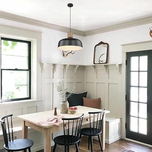 Miniatura 9 de Luces colgantes de granja, lámparas colgantes ajustables con pantalla de metal martillado, iluminación colgante de 12.4 pulgadas para isla de