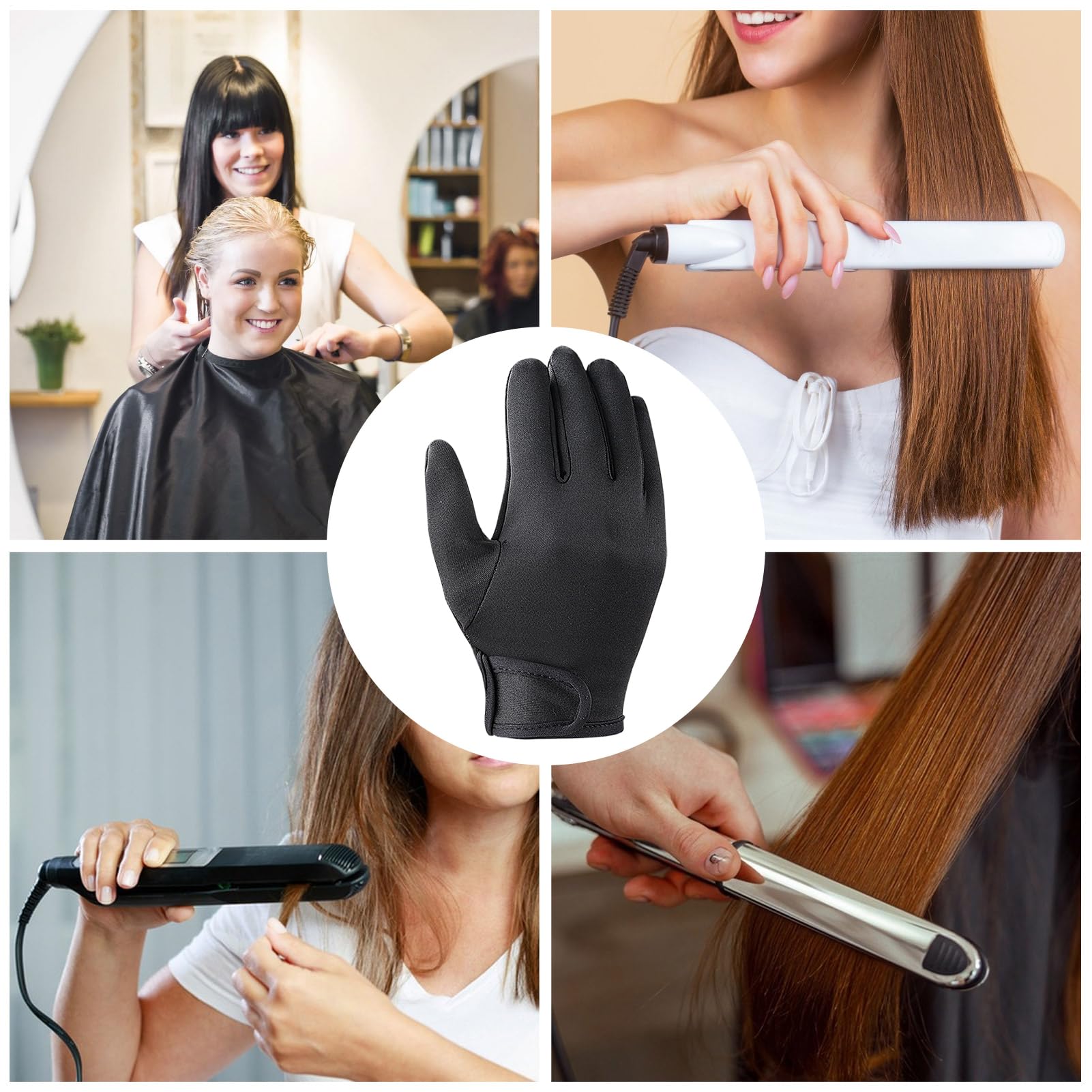 Générique Gants résistants à la Chaleur - 5 Doigts Gants de Chaleur de Main Professionnels, réutilisable de Chaleur Coiffure, de Style Anti-brûlures pour Salon de Coiffure et Maison