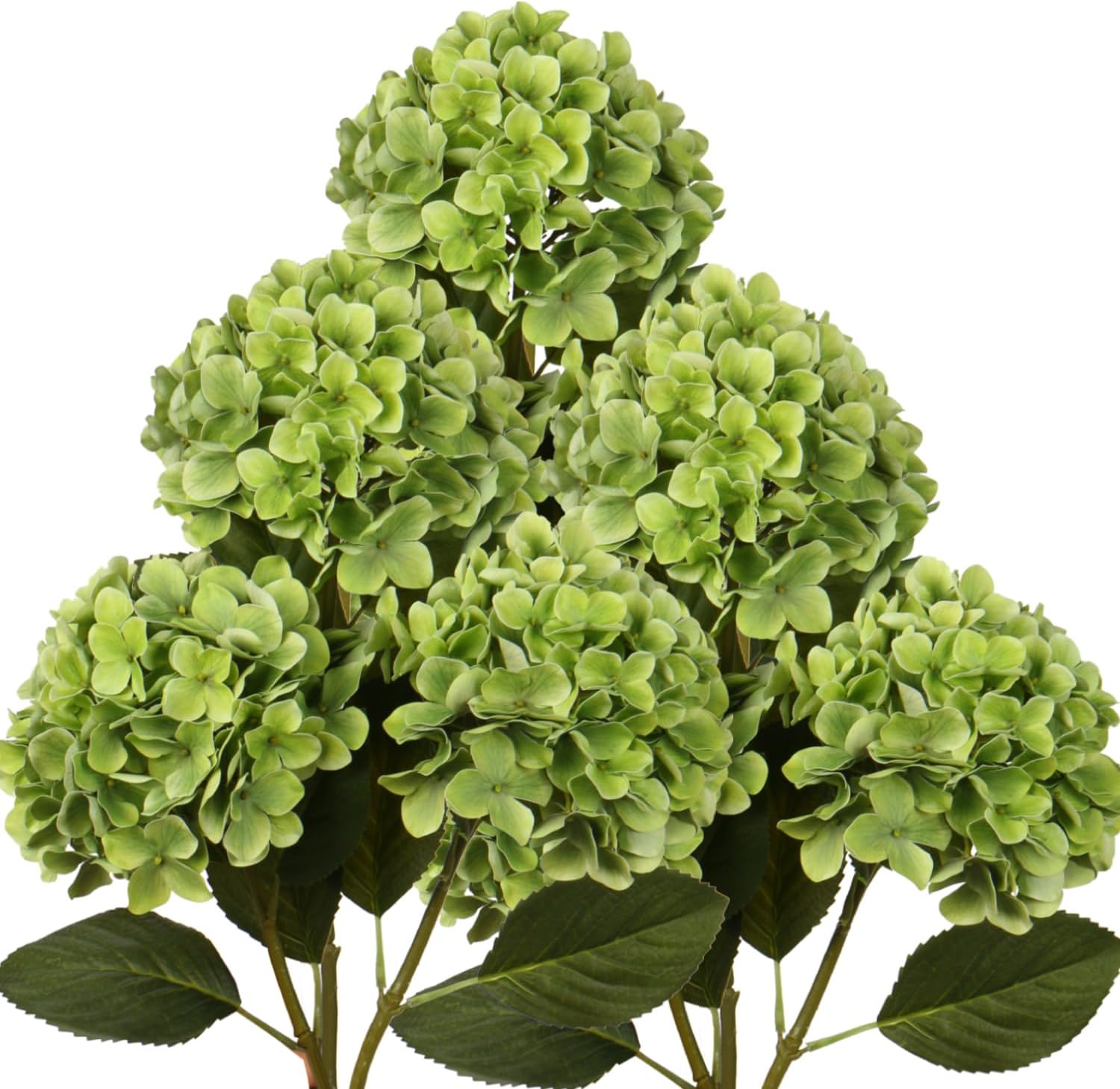Fake Hydrangeas Green Tall Artificial Hydrangea Stems 26" Faux Hydrangea Silk Flowers Fake Hydrangea Resuable for Party,Home,Office Decor, Artificial Flower Perfect for Wedding Decor Gift 6PCS