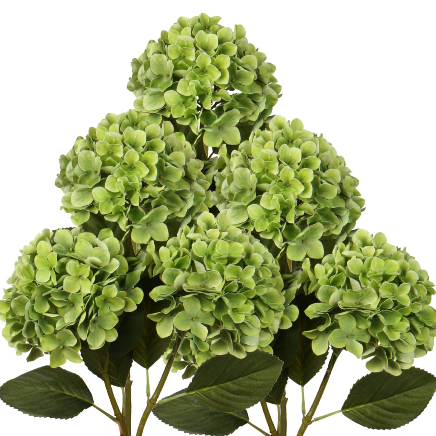 Lot de 6 grandes tiges d'hortensia artificielles vertes de 66 cm - Fleurs artificielles réutilisables pour fête, maison, bureau, décoration de mariage, cadeau