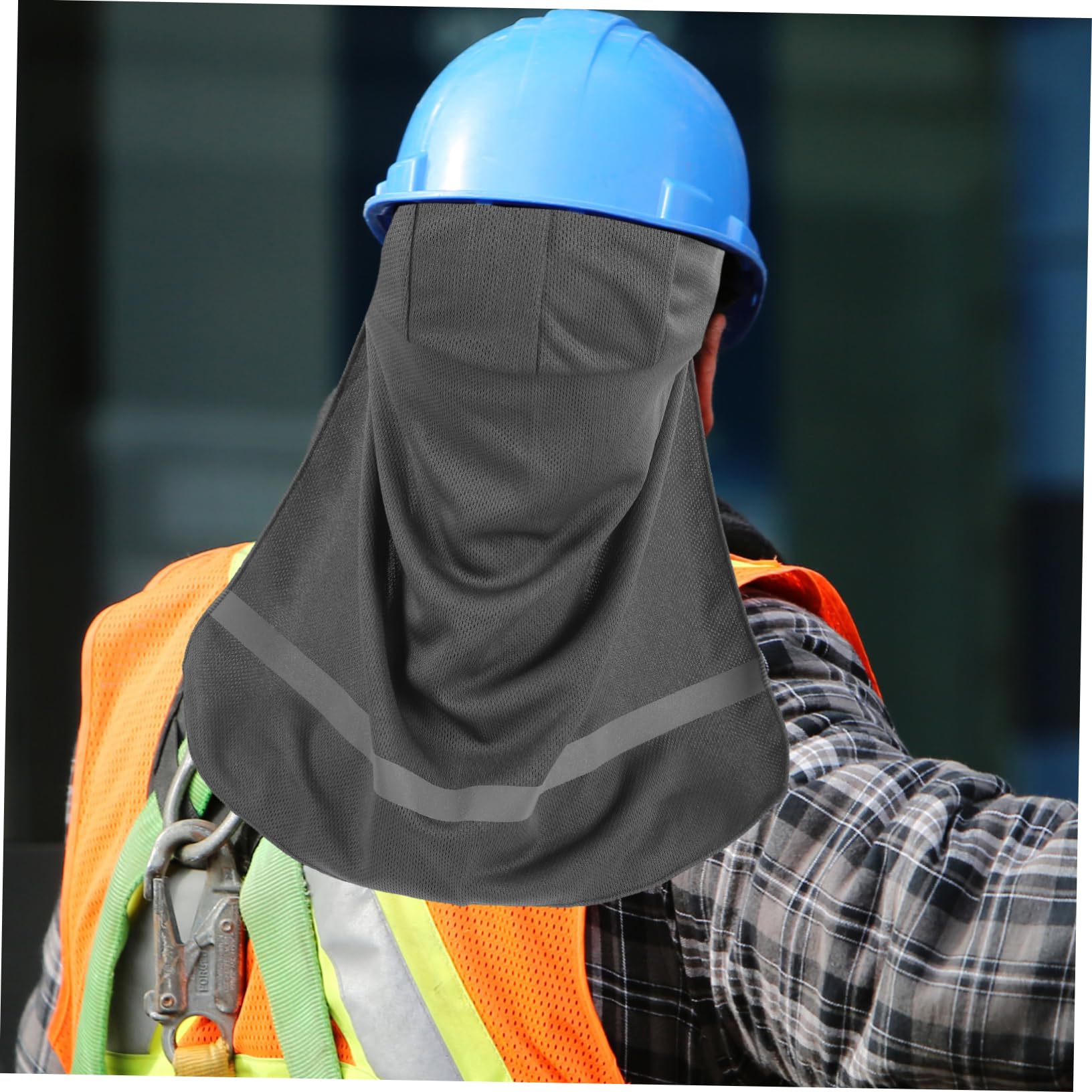 NUOBESTY Sonnenhut Schutzhelm Mit Visier Voller Krempe Faltbarer Nackenschutz Kühlung Hart Schweiß Schattenrand des Schutzhelms Schutzhelm Sonnenschutz Stoff Dunkelgrau
