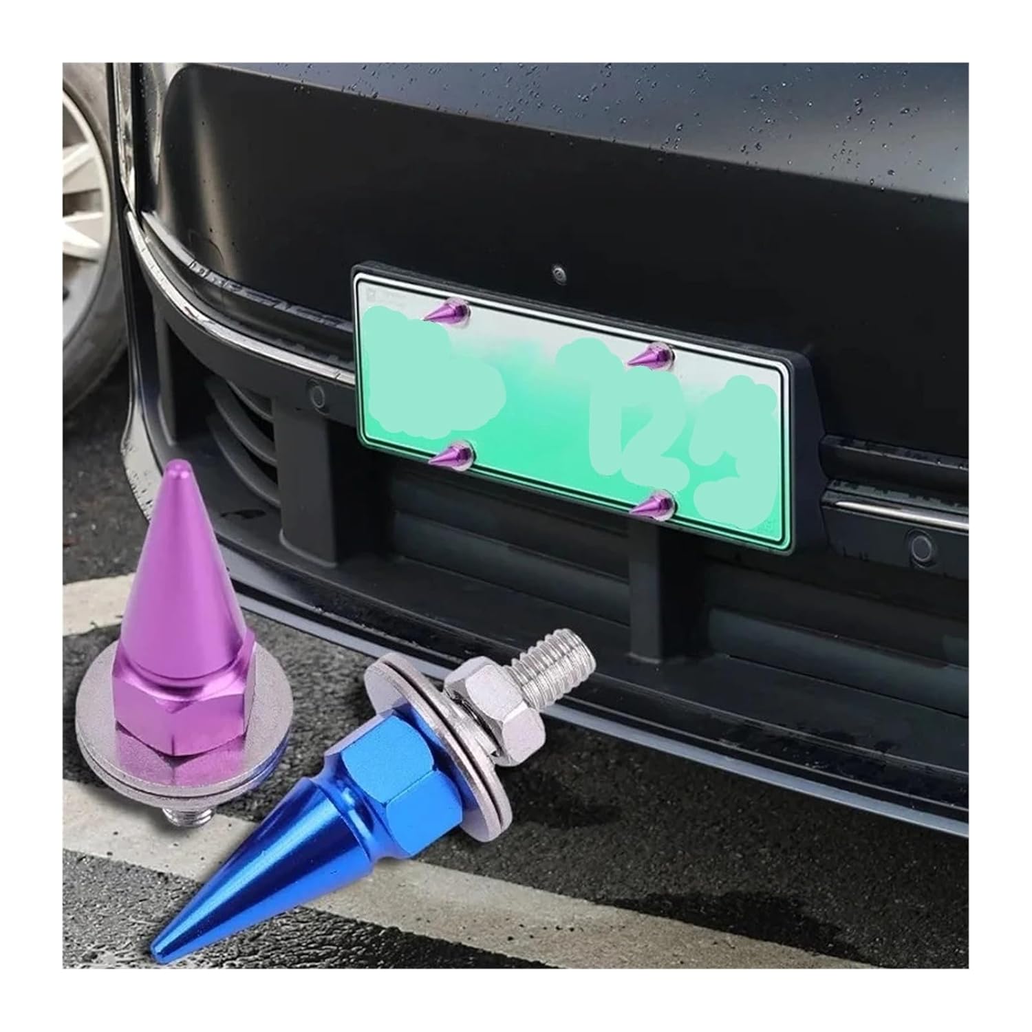 M6 Threaded Tips Screw Car Modified Fasteners Washer Bumper Engine Screws License Plate Aluminium Alloy Bolts(2pcs Black)