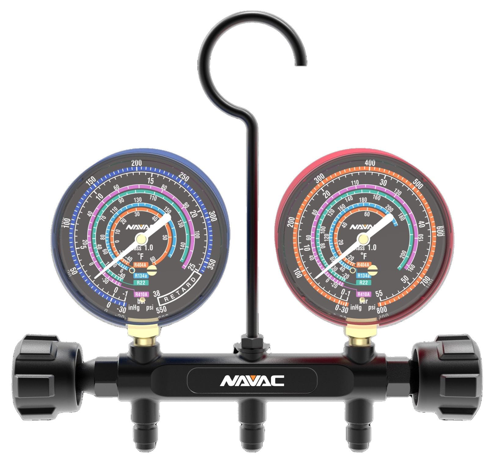 NAVAC NMG11A - Pro Manifold Gauge, Analog (R-410A, R-22, R-134a, R