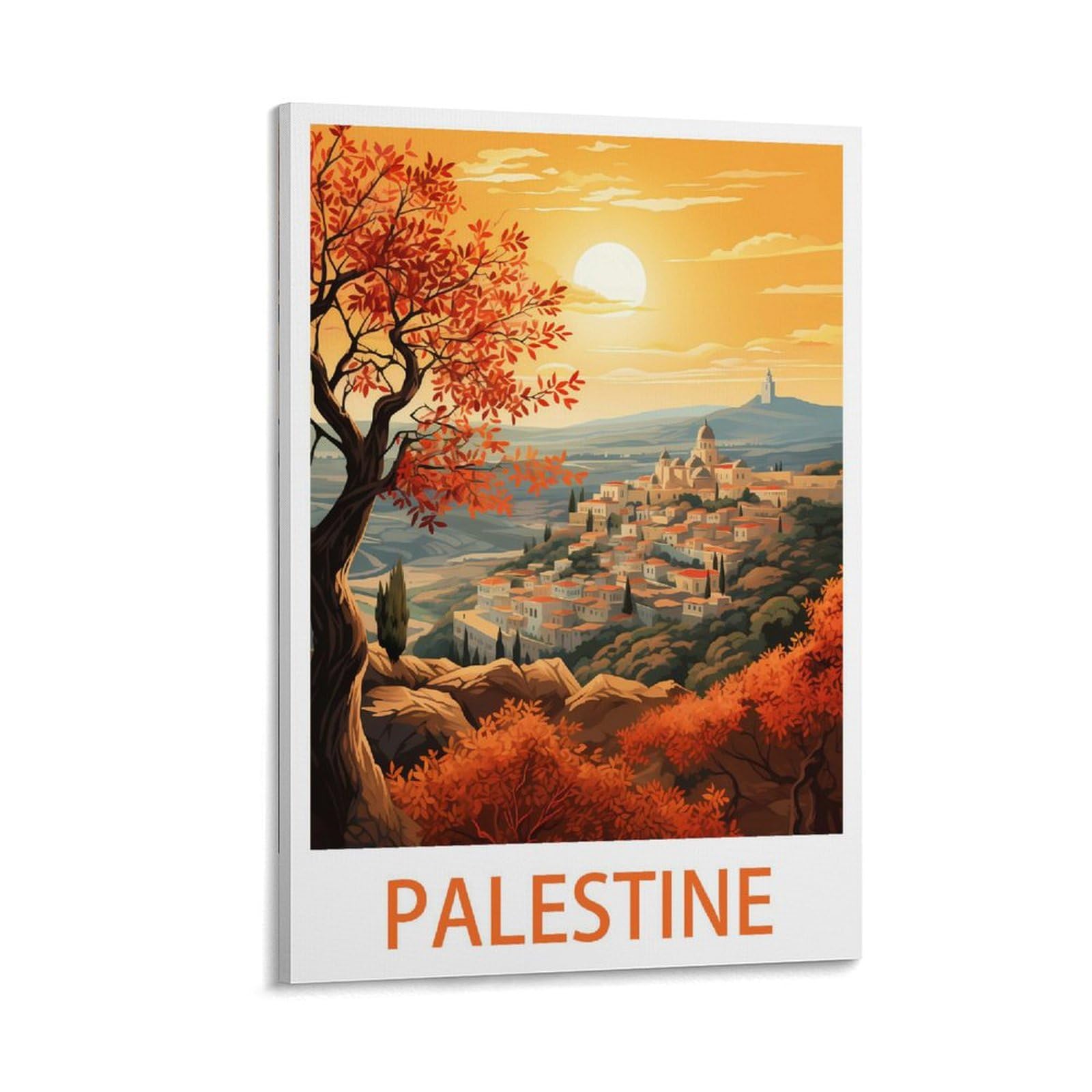 HSAYYIII Palestine Vintage Travel Poster 08x12inch(20x30cm) Canvas Art Poster And Wall Art Picture Print Bedroom Decor