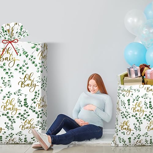 Miniatura 3 de Zonon 3 bolsas extragrandes de 56 pulgadas, color verde salvia, bolsas de plástico de gran tamaño, bolsas de envoltura de regalo para regalos de