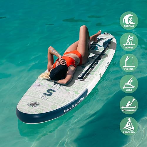 Vista 66 de FunWater Inflatable Stand Up Paddle Board with Premium SUP Paddleboard Accessories, Anti-Slip EVA Deck, 11'/10'6'' Paddle Boards for Adults & Youth