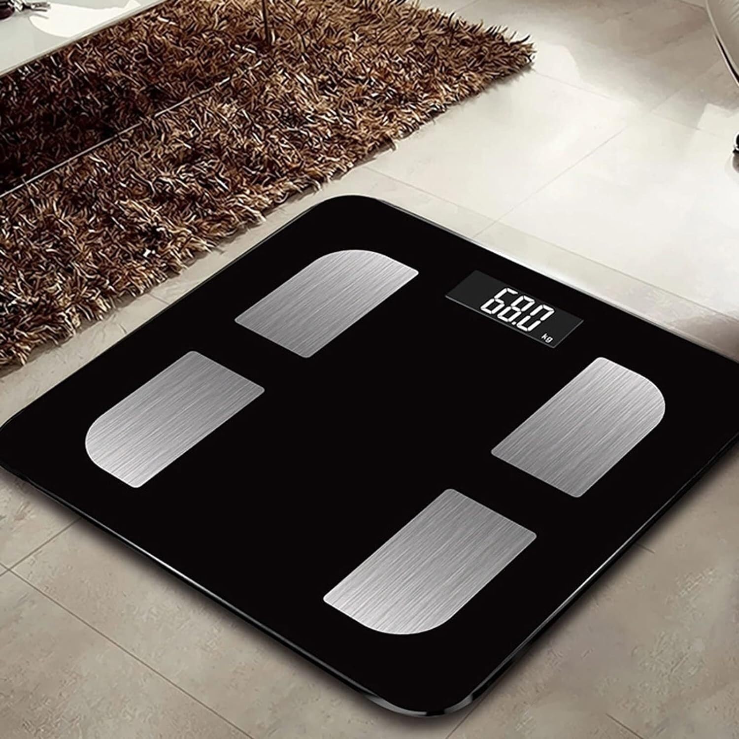 Báscula De Baño Digital Báscula De Baño con Plataforma De Vidrio, Báscula Electrónica De Peso, Báscula De Grasa Saludable, Multifunción Control De Peso(Black)