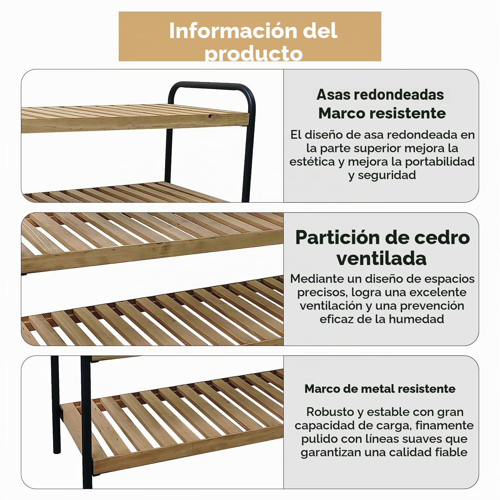 XZ-23244 Zapatero de 3 Niveles de Madera y Metal – Estante Organizador para Zapatos, Diseño Industrial, 70.5×28×56.6 cm – Ideal para Entrada, Dormitorio o Baño