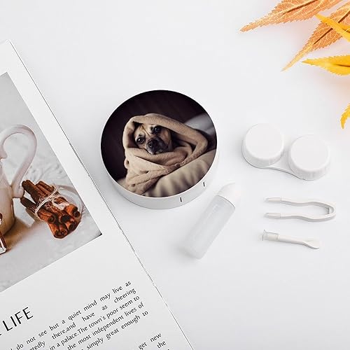 Miniatura 5 de Estuche para lentes de contacto, perro de viaje en una manta, caja de contacto con solución de espejo, aplicador de botellas, kit de herramientas de