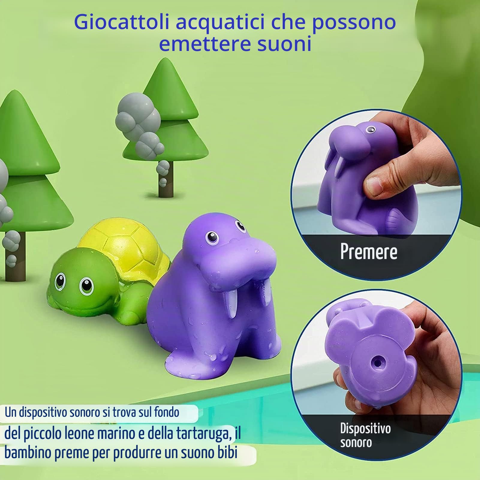 Giocattoli per Bagnetto, 7 pezzi Giocattoli da Bagnetto per Bambini, Giocattoli da Bagno Morbido, Per il Bagnetto, Senza Bisfenolo A,Animali Diversi, Ideale per il bagnetto Giochi Bagnetto