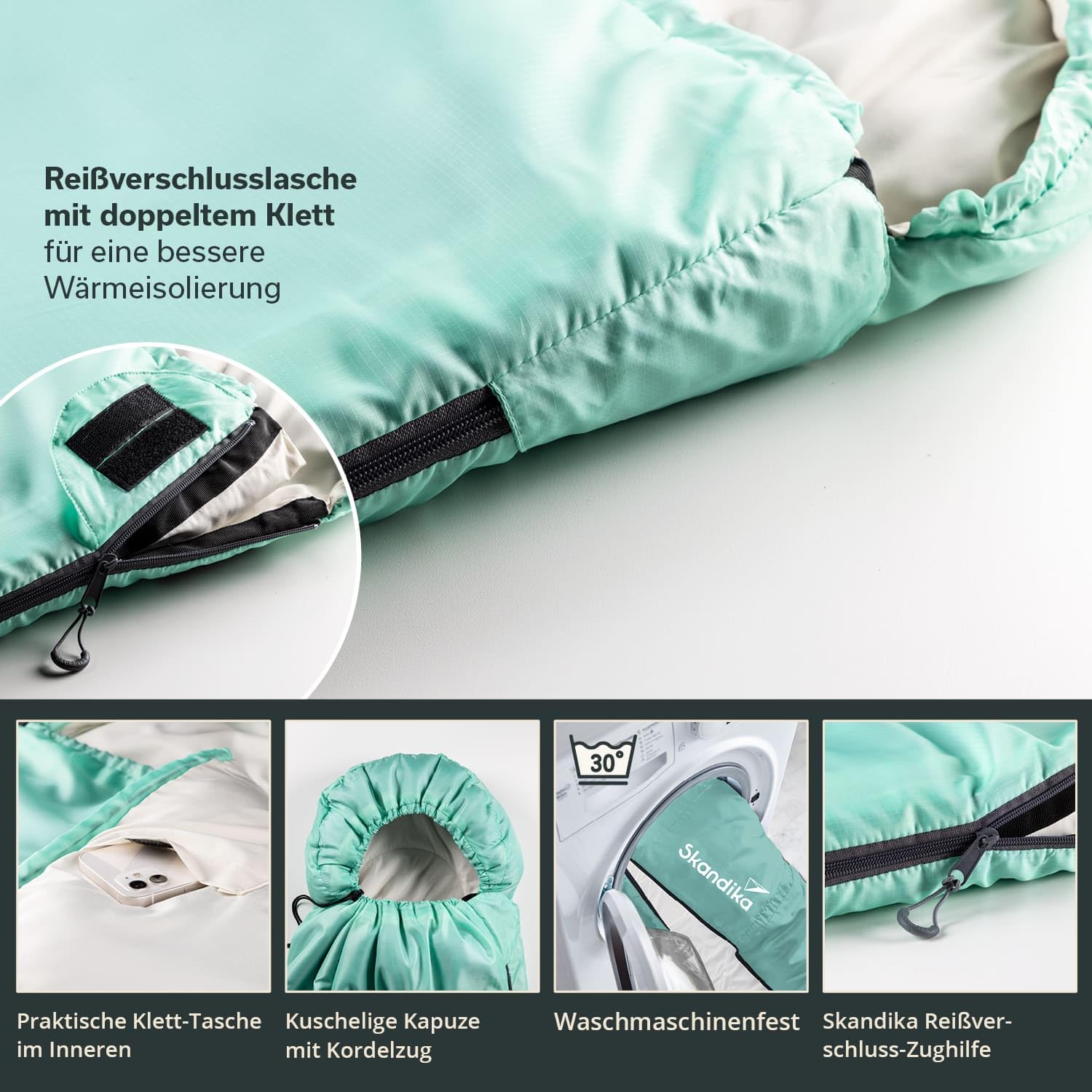 Skandika Skye - Sacco a pelo a coperta - 220x75 cm - Accoppiabile - Peso 1.300 g - Sacco di compressione