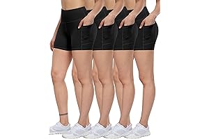 4-Pack Women's Essential Biker Shorts with Pockets