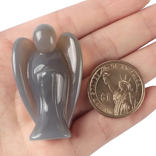 Miniatura 4 de Artistone Estatua de ángel guardián de bolsillo de cristal de 2 pulgadas, piedra preciosa natural, decoración artesanal para tu amor con caja de